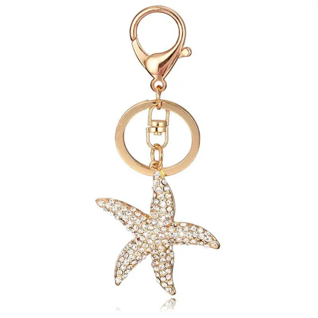 rhinestone starfish unique gift ideas souvenir custom keychain