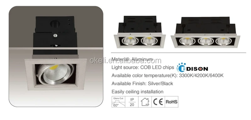 recessed cob led grille lights