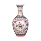 Jingdezhen antique pink bottom pastel flowers ceramic vase