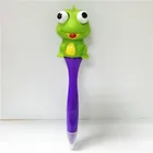 Custom eyes pop squeeze plastic pens with logo, 3d frog animal pvc ballpoint pens