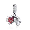 925 Sterling Silver Custom Crystal Unique Jewelry Open Heart Love Large Hole Bead Charm for Jewelry Making