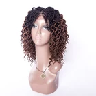 16inch curly twist synthetic hair wig faux loc hand made crochet lace front women braided wigs