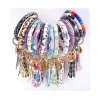 Colorful Personalized Designs Charms Floral Leather Wrist Bangle O Bracelet Key Ring
