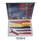 2018 Eco-friendly TPR soft handle non-stick coating colorful kitchen knife set