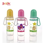 Custom factory BPA free standard neck baby feeding bottle with handle