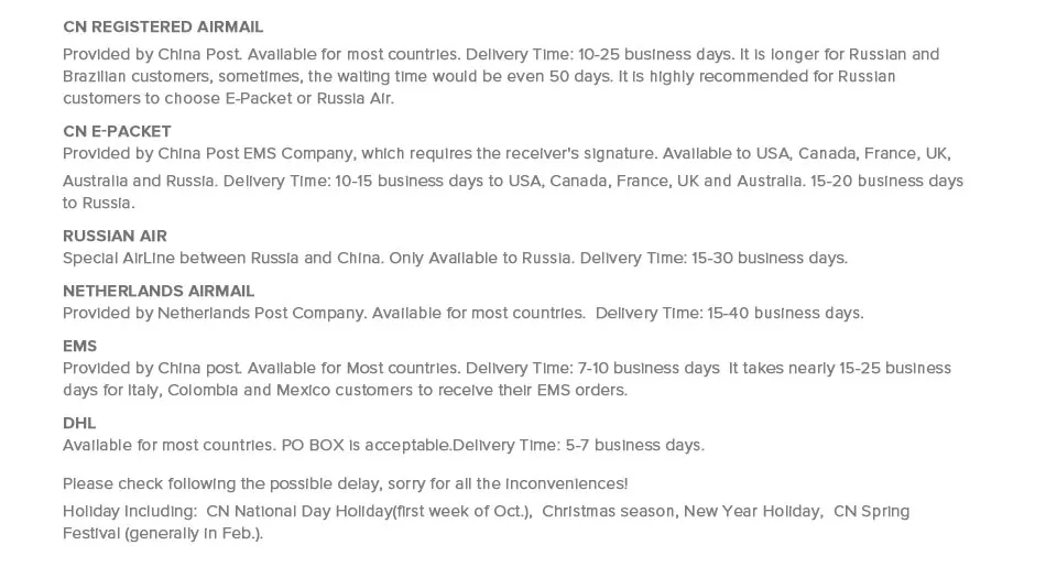 shipping date