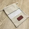 Jute Burlap Gift Pouch, Jute Drawstring Bag With Transparent PVC Window