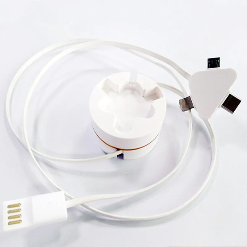 Peiba promotional gift retractable usb charger 3 in 1 round usb data charging cable for sale - ANKUX.COM