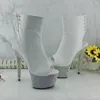 20cm Front Platform High-Heeled Shoes Tall Boots Buckle Strap Round Toe Boots Dancer So Sexy 8 Inch Buckle Thigh High Boots