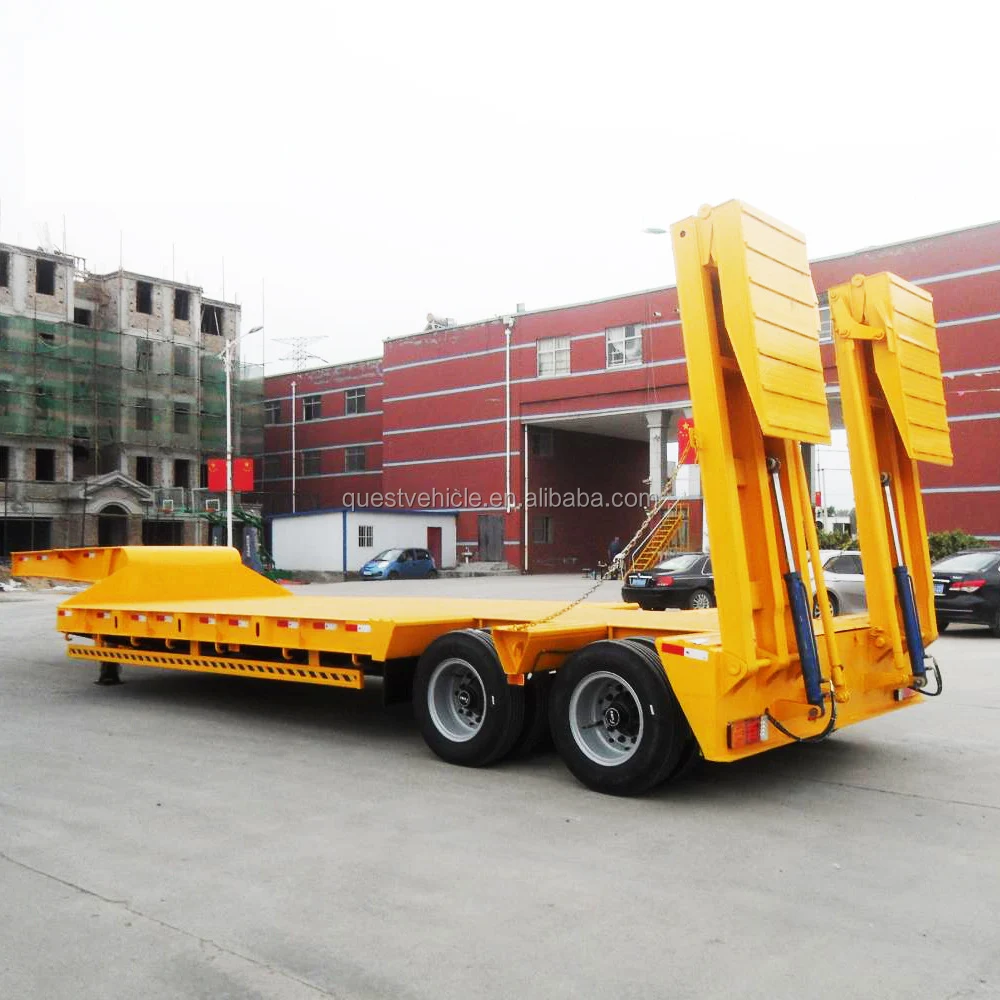 2 Axles 30 Tons Heavy Duty Machinery Transport low bed chasis low flatbed semi trailer.jpg