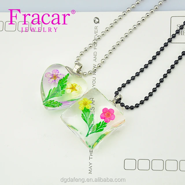 i love you necklace real dry dried flowers necklace crystal