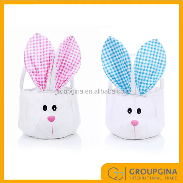 personalized monogrammed embroidered plush easter bunny basket