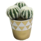 Wholesale Artificial Cactus in Gold finish Cement Pot, Fake Plants for Decoration, 3 mini cactus