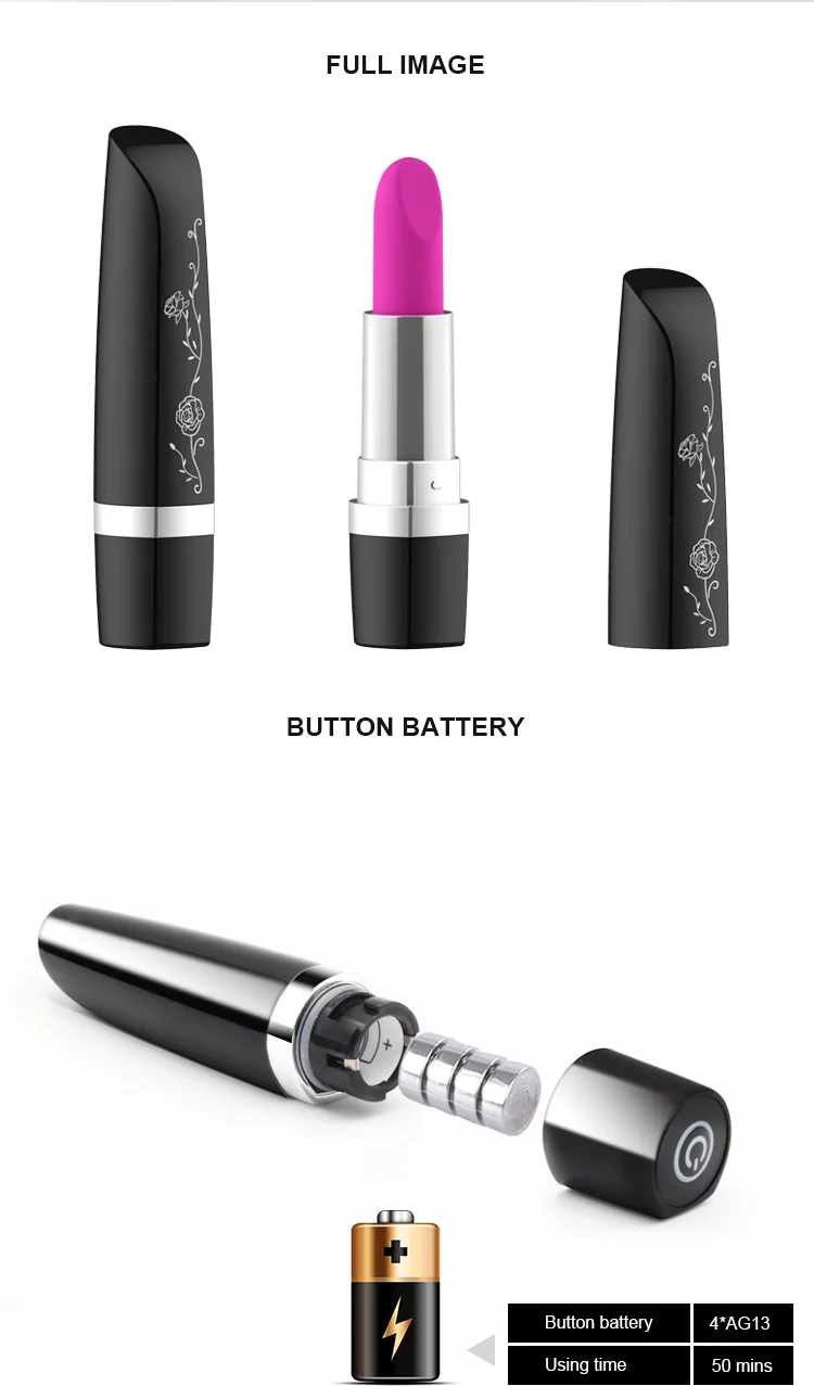 Female Electric Handheld Personal Massage Silver Black Bullet Battery Lipstick Vibrator