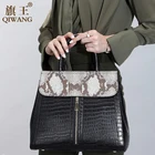 China Wholesale Italian Designer Patent Handbags Python Texture Vintage Genuine Leather Women Hand Bag