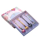 Stainless Steel Shovel-Shaped Tea Coffee Sugar Spoons Forks Ice Cream Scoop Dessert Spoons Small Spoon Fork set