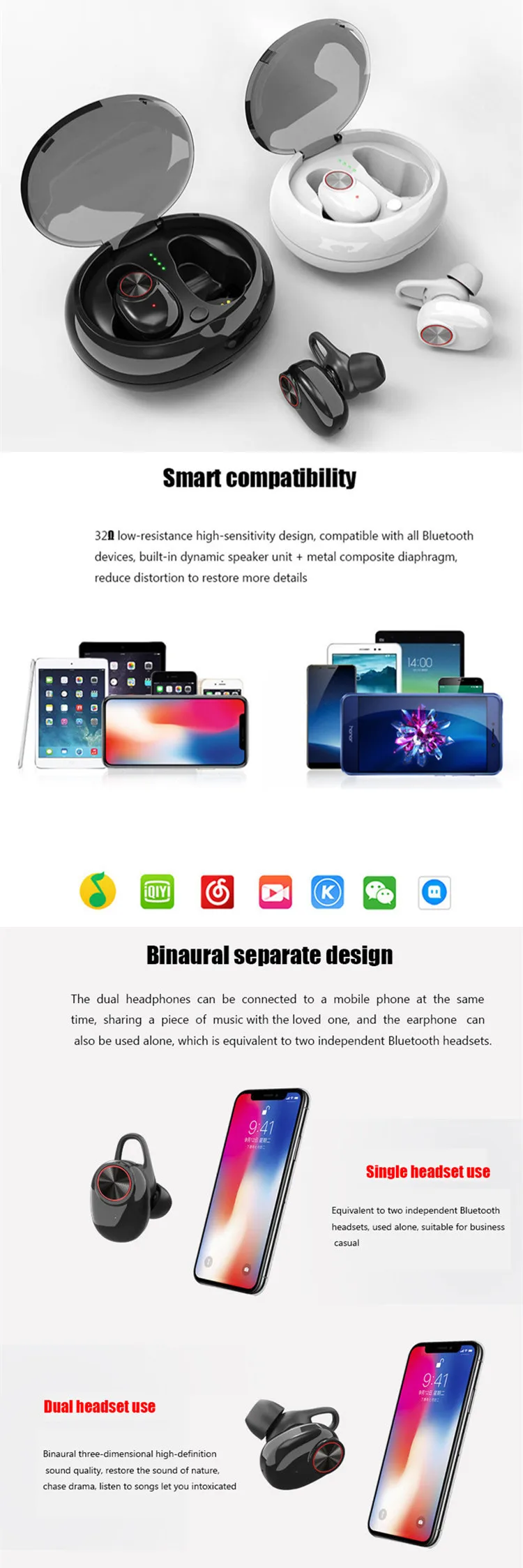 Multifunction Factory Supply Wireless Earphone with micro USB Making hand free sports Earphone wireless Cute Girls earphone - ANKUX.COM