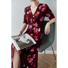Berry Garden V-necklace retro waist dress