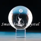 Decorative Laser Glass Decorative K9 Crystal 3d Laser Engraving Glass Ball Of Golf