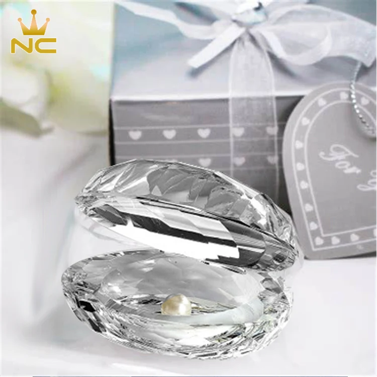 wedding souvenirs guests glass sea shell crystal oyster with