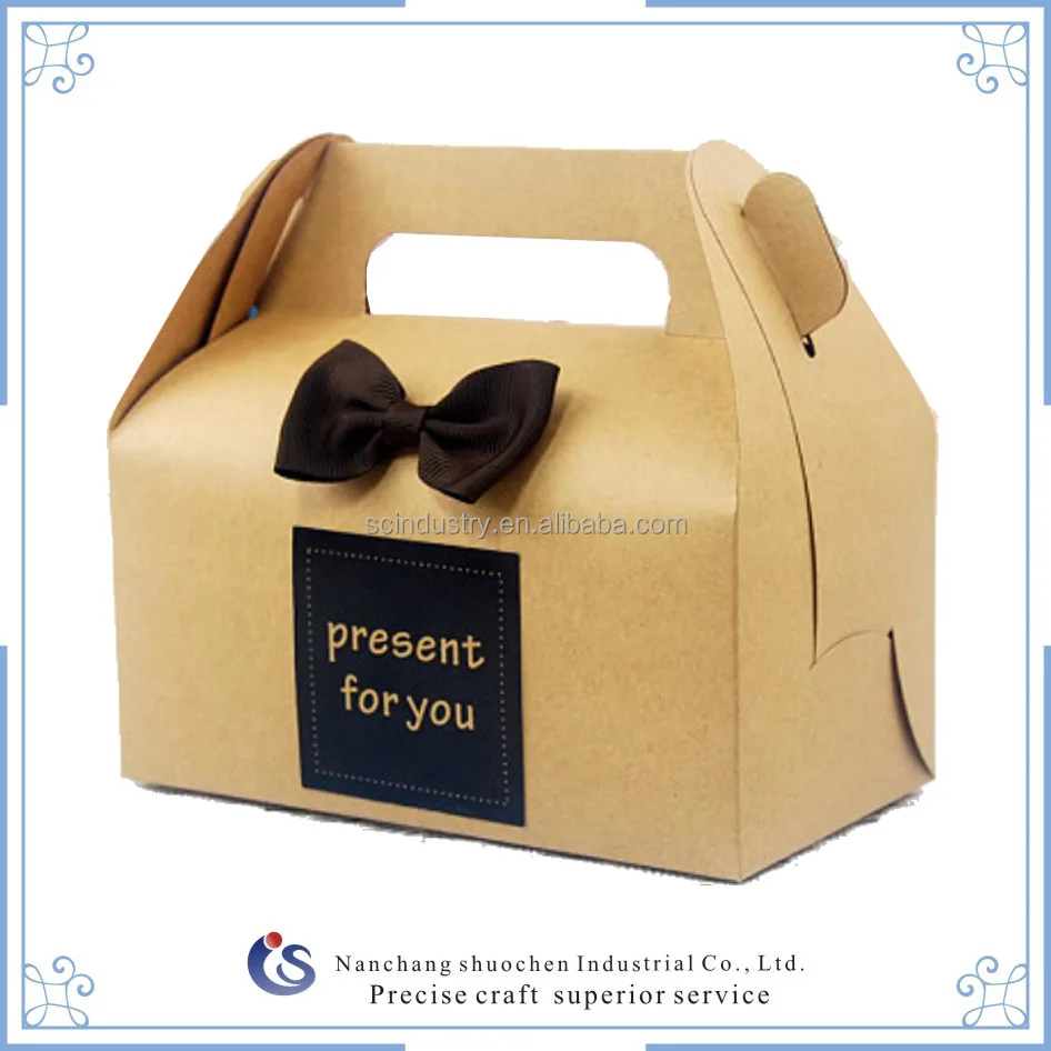 cake box kraft paper with handle for wedding