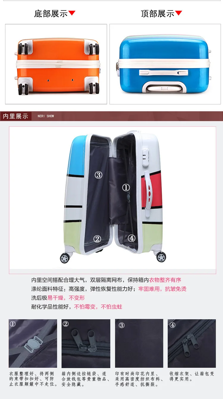 Cartoon Travel Rolling Luggage Spinner Wheels Kids Suitcase Carry On 20 24 Inch Business Airplane Trolley Luggage (23)