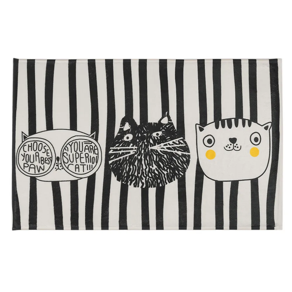 Fashion Design Home Bedroom Bathroom Flannel Floor Carpets Funny Cat Pattern Anti-Slip Floor Mat Carpet 5 Sizes Optional