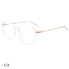 Newest fashion irregular polygon acetate combine metal eyeglasses eyewear optical glasses