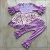 2019 purple flower baby girl dresses ruffle cuff sets fall 1/2 sleeves outfits ruffle pants online kids clothing stores