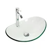 Bathroom Vanity Wash Bowl Tempered Clear Oval Glass Vessel Sink