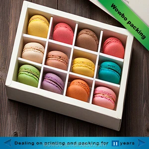 quality food grade customized plain paper macaron gift box with