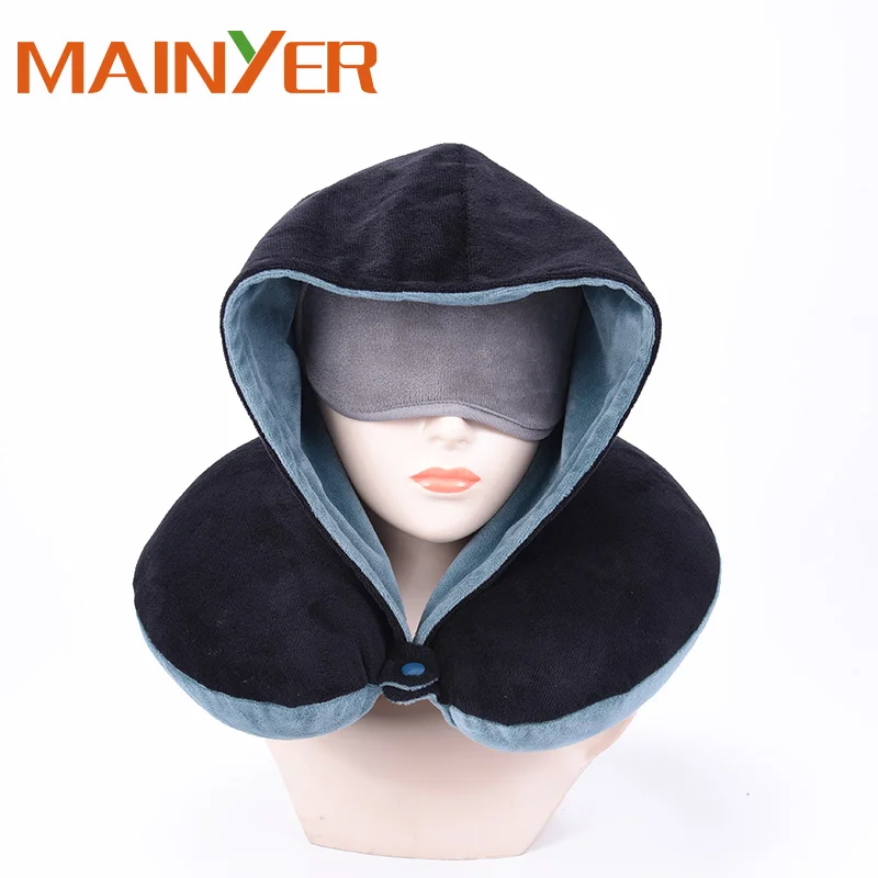 Wholesale Travel Hoodie Neck Pillow Memory Foam Compress Travel