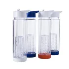 Hot selling Stock white clear color island bpa free 700ml plastic drinking water bottle with infuser