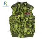 Kid children boys winter cotton padded camo green with detachable hood vest