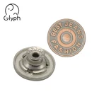 Best fashion gold rose silver custom logo metal shank jeans button for garment