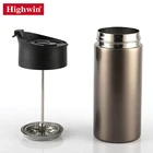 Highwin Factory Stainless Steel Double Wall French Press Camping Portable Travel Mug Coffee Maker