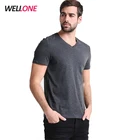 Guangzhou custom printing v neck blank short sleeve slim fit high quality 80% cotton 20% poly grey t-shirt clothing for men