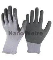 NMSAFETY polyester liner coated blue latex black glove for construction work