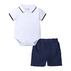 2019 popular hot selling summer boy lapel short-sleeved polo shirt baby clothing cotton sets