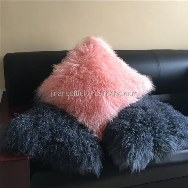 mongolian fur cushions for rattan furniture