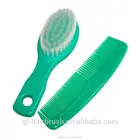 Soft nylon wooden plastic baby face brush baby hair brush and comb set