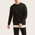 Wholesale price fast samples fashion raglan sleeve man black plain hoodies crewneck sweatshirt