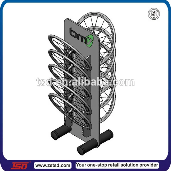 Tsdm273 Custom Double Sided Floor Standing Metal Bicycle Wheel Display