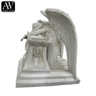 Tombstone Carved Tombstone Outdoor Garden Decor Hand Carved Stone Angel Wings Tombstone