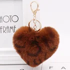 Fashionable lady's Plush bag hanging piece imitating Otter Rabbit Fur Leopard Print caring key button pompom