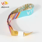 Polyester custom eco-friendly ornamental embroidered fabric bracelets
