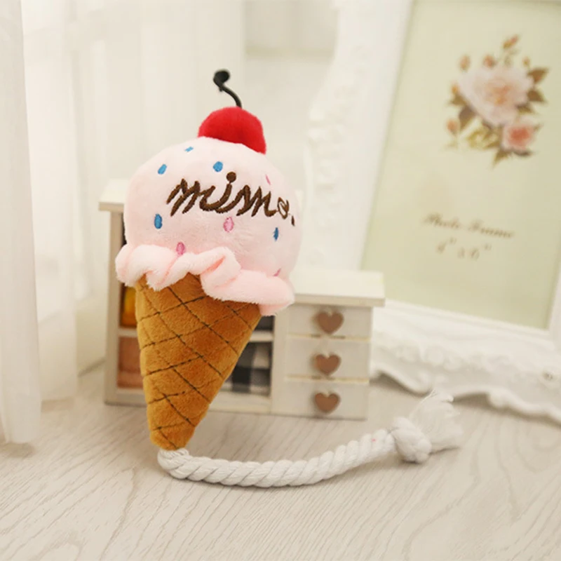 OnnPnnQ Plush Delicious Ice Cream Toys Puppy Cat Interactive Toys For Small Dog Bite Resistant Chew Squeak Toys Pet Supplies4