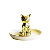Hot Sale Electroplated Porcelain Ring Display Fox Shaped Animal Ceramic Ring Trinket Jewellery Dish Holder