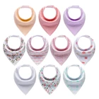 Comfort as well as Functional Cotton 10-Pack Baby Bandana Drool Bibs for Girls with Adjustable Snaps