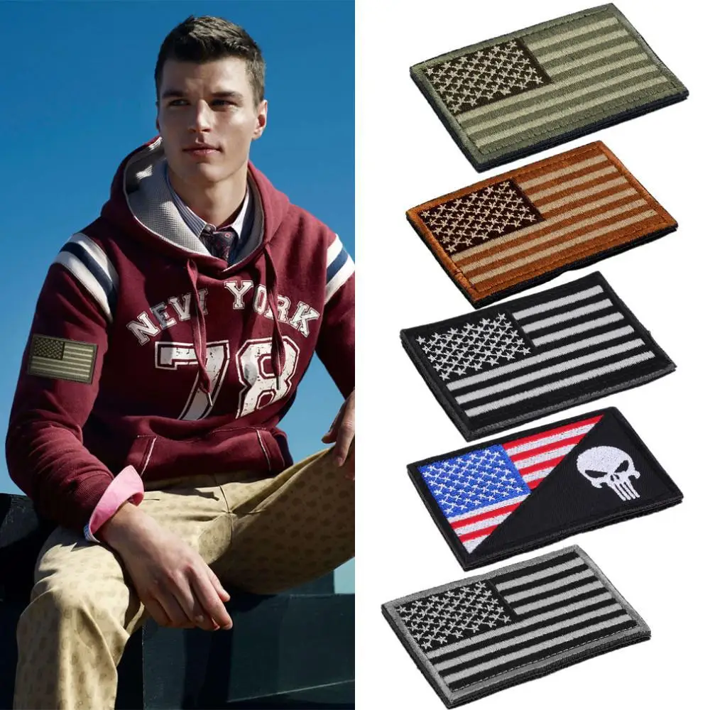 Hot Sale America Flag Embroidery Double Faced Cloth Epaulette Armband Badge Army Tactical Patches 2015 Fashion